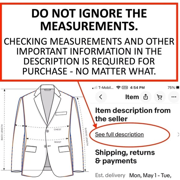 DKNY Men's Modern Fit 2-Piece Suit 38R Jacket 31W Pants Navy Blue Solid - Picture 13 of 13